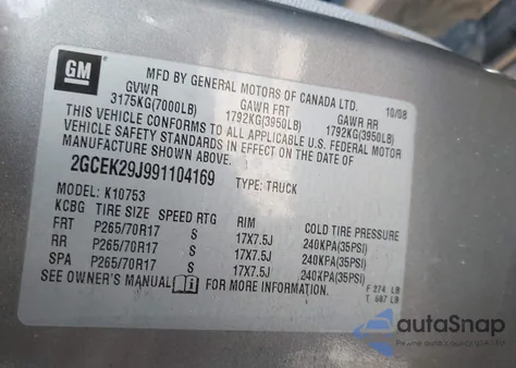 2009 Chevrolet Silverado 1500 Lt z USA, uszkodzony, nr VIN 2GCEK29J991104169